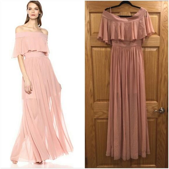 The PopulationViolet Off the Shoulder ChiffonGown - Picture 4 of 12